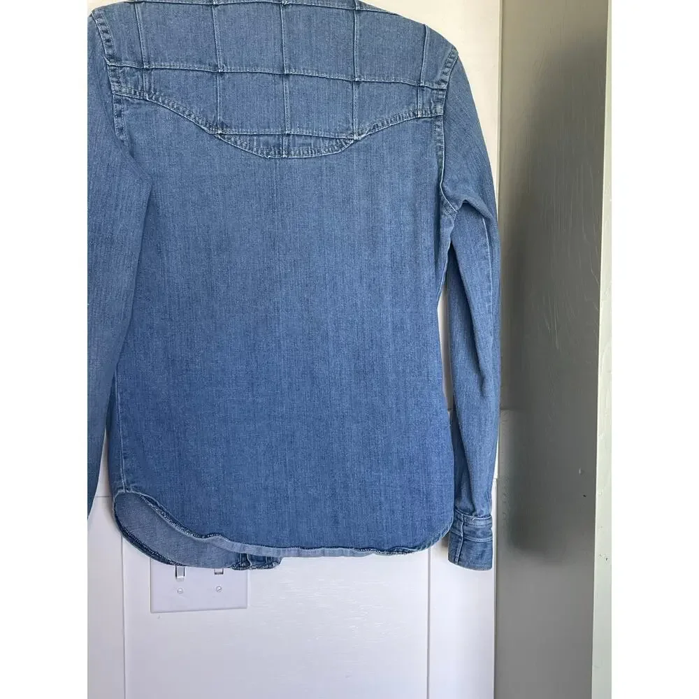 VTG Denim Shirt Jacket 80s Butterfly collar Festival Western Cowgirl Country‎